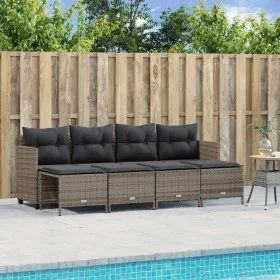 Juego de sofás jardín con cojines 5 pzas ratán sintético gris by vidaXL, Garden sets - Ref: Foro24-3261535, Price: 331,19 €, ...