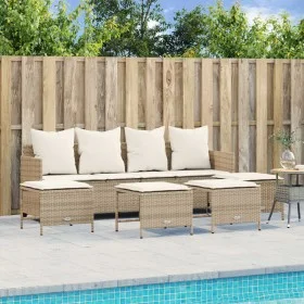 Juego de sofás jardín con cojines 5 pzas ratán sintético beige by vidaXL, Garden sets - Ref: Foro24-3261561, Price: 345,32 €,...