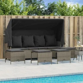 Set de sofás jardín y cojines 5 pzas ratán sintético gris claro by vidaXL, Garden sets - Ref: Foro24-3261568, Price: 381,23 €...