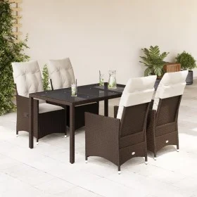 Set comedor de jardín 5 piezas y cojines ratán sintético marrón by vidaXL, Garden sets - Ref: Foro24-3276770, Price: 635,71 €...