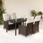 Set comedor de jardín 5 piezas y cojines ratán sintético marrón by vidaXL, Garden sets - Ref: Foro24-3276770, Price: 635,69 €...