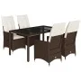 Set comedor de jardín 5 piezas y cojines ratán sintético marrón by vidaXL, Garden sets - Ref: Foro24-3276770, Price: 635,69 €...