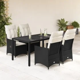 Gartenmöbel-Set, 5-teilig, mit schwarzen Polstern aus synthetischem Rattan von vidaXL, Gartensets - Ref: Foro24-3276694, Prei...