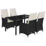 Gartenmöbel-Set, 5-teilig, mit schwarzen Polstern aus synthetischem Rattan von vidaXL, Gartensets - Ref: Foro24-3276694, Prei...