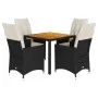 Set de muebles jardín 5 pzas con cojines ratán sintético negro de vidaXL, Conjuntos de jardín - Ref: Foro24-3276680, Precio: ...