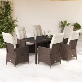 Set comedor de jardín 7 pzas con cojines ratán sintético marrón by vidaXL, Garden sets - Ref: Foro24-3276772, Price: 845,51 €...