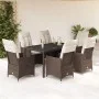 Set comedor de jardín 7 pzas con cojines ratán sintético marrón de vidaXL, Conjuntos de jardín - Ref: Foro24-3276772, Precio:...