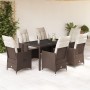 Set comedor de jardín 7 pzas con cojines ratán sintético marrón by vidaXL, Garden sets - Ref: Foro24-3276772, Price: 827,08 €...