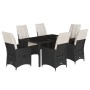 Garten-Essgruppe 7-teilig mit schwarzen Polstern aus synthetischem Rattan. von vidaXL, Gartensets - Ref: Foro24-3276696, Prei...