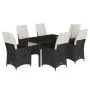 Set de comedor de jardín 7 pzas y cojines ratán sintético negro by vidaXL, Garden sets - Ref: Foro24-3276696, Price: 755,39 €...