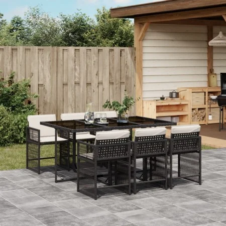 7-piece garden dining set and black synthetic rattan cushions by vidaXL, Garden sets - Ref: Foro24-3211626, Price: 468,03 €, ...