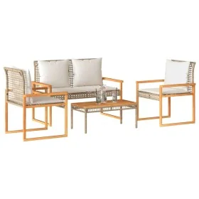 Garden furniture set with beige cushions mix 4 pieces PE rattan by vidaXL, Garden sets - Ref: Foro24-365859, Price: 260,14 €,...