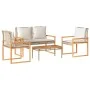 Gartenmöbel-Set mit beigem Kissenmix, 4-teilig, PE-Rattan von vidaXL, Gartensets - Ref: Foro24-365859, Preis: 242,76 €, Rabat...