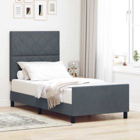 Estructura de cama Gris oscuro 90 x 200 cm Terciopelo Estructura de cama Gris oscuro 90 x 200 cm Terciopelo