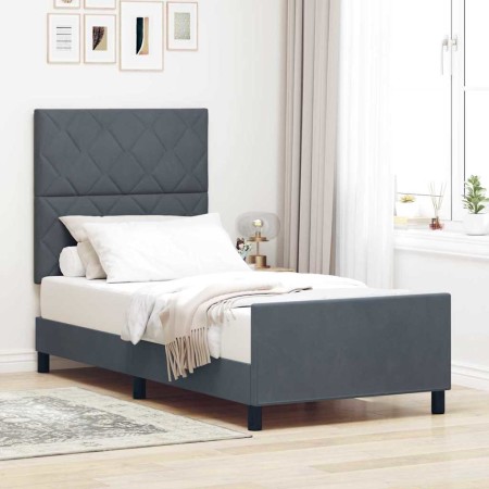 Estructura de cama Gris oscuro 90 x 200 cm Terciopelo