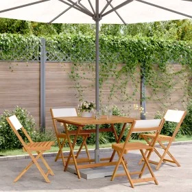 Garten-Essgruppe 5-teilig aus cremeweißem Massivholzstoff von vidaXL, Gartensets - Ref: Foro24-3281784, Preis: 273,33 €, Raba...