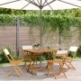 Set de comedor de jardín 5 pzas tela madera maciza blanco crema de vidaXL, Conjuntos de jardín - Ref: Foro24-3281784, Precio:...