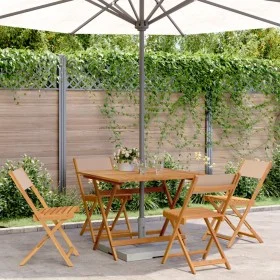 Garden dining set 5 pieces taupe gray solid wood fabric by vidaXL, Garden sets - Ref: Foro24-3281786, Price: 259,73 €, Discou...