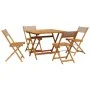 Set de comedor de jardín 5 pzas tela madera maciza gris taupe de vidaXL, Conjuntos de jardín - Ref: Foro24-3281786, Precio: 2...