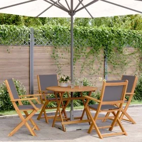 Garden dining set 5 pieces solid anthracite wood fabric by vidaXL, Garden sets - Ref: Foro24-3281821, Price: 309,53 €, Discou...