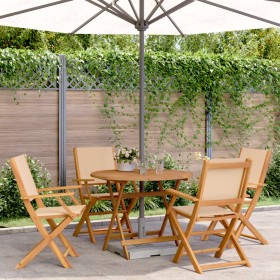 Garten-Essgruppe 5-teilig aus beigem Massivholzstoff von vidaXL, Gartensets - Ref: Foro24-3281823, Preis: 378,85 €, Rabatt: %