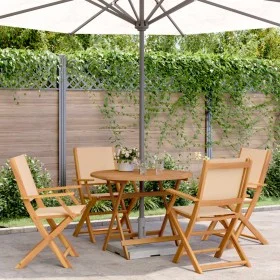 Garten-Essgruppe 5-teilig aus beigem Massivholzstoff von vidaXL, Gartensets - Ref: Foro24-3281823, Preis: 347,19 €, Rabatt: %