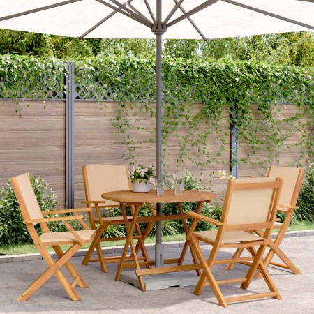 Garden dining set 5 pieces beige solid wood fabric by vidaXL, Garden sets - Ref: Foro24-3281823, Price: 378,85 €, Discount: %
