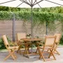 Set de comedor de jardín 5 pzas tela madera maciza beige de vidaXL, Conjuntos de jardín - Ref: Foro24-3281823, Precio: 354,72...