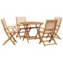 Garden dining set 5 pieces beige solid wood fabric by vidaXL, Garden sets - Ref: Foro24-3281823, Price: 378,85 €, Discount: %