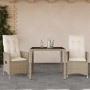 Garden chairs and table 3 pieces synthetic rattan beige cushion by vidaXL, Garden sets - Ref: Foro24-3276799, Price: 325,45 €...