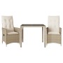 Gartenstühle und Tisch 3 Stück synthetisches Rattan beige Kissen von vidaXL, Gartensets - Ref: Foro24-3276799, Preis: 325,45 ...
