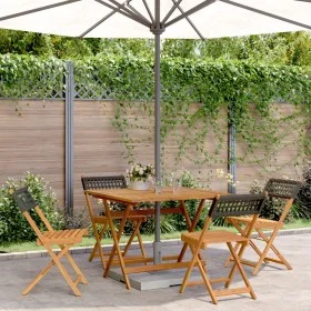 Garten-Essgruppe 5-teilig PE-Rattan Massivholz schwarz von vidaXL, Gartensets - Ref: Foro24-3281778, Preis: 257,39 €, Rabatt: %