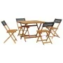 Garten-Essgruppe 5-teilig PE-Rattan Massivholz schwarz von vidaXL, Gartensets - Ref: Foro24-3281778, Preis: 262,52 €, Rabatt: %