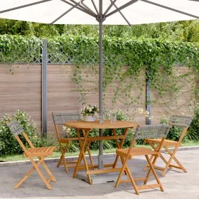 Garden dining set 5 pieces PE rattan solid wood gray by vidaXL, Garden sets - Ref: Foro24-3281767, Price: 257,46 €, Discount: %