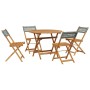 Set de comedor de jardín 5 piezas ratán PE madera maciza gris de vidaXL, Conjuntos de jardín - Ref: Foro24-3281767, Precio: 2...