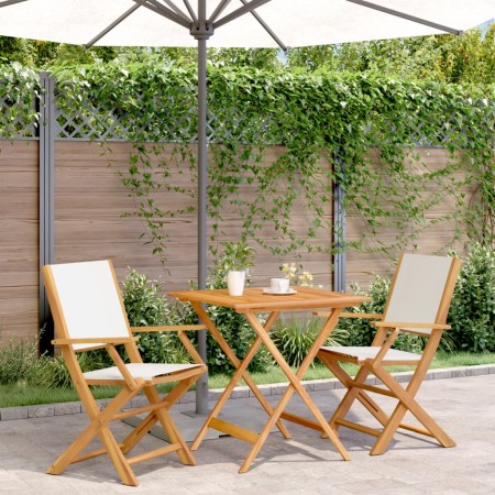 Cream White Fabric and Solid Wood 3-Piece Bistro Set by vidaXL, Garden sets - Ref: Foro24-3281880, Price: 179,50 €, Discount: %