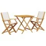3-teiliges Bistro-Set aus cremeweißem Stoff und Massivholz von vidaXL, Gartensets - Ref: Foro24-3281880, Preis: 180,74 €, Rab...
