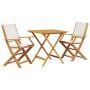 Cream White Fabric and Solid Wood 3-Piece Bistro Set by vidaXL, Garden sets - Ref: Foro24-3281880, Price: 179,50 €, Discount: %