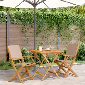 Taupe fabric and solid wood 3-piece bistro set by vidaXL, Garden sets - Ref: Foro24-3281882, Price: 198,96 €, Discount: %