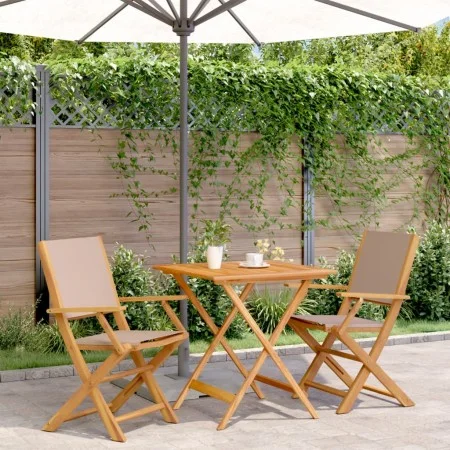 Taupe fabric and solid wood 3-piece bistro set by vidaXL, Garden sets - Ref: Foro24-3281882, Price: 198,96 €, Discount: %
