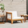 Sofá de esquina seccional y cojines blanco crema madera acacia