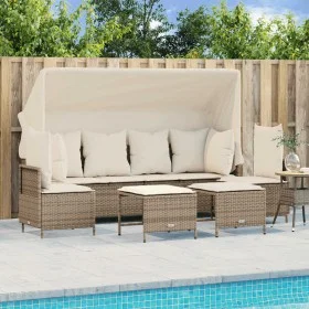 Garden sofa set with cushions 5 pieces beige synthetic rattan by vidaXL, Garden sets - Ref: Foro24-3261555, Price: 463,82 €, ...