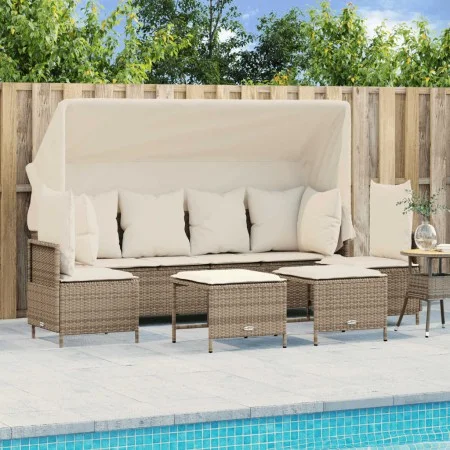 Garden sofa set with cushions 5 pieces beige synthetic rattan by vidaXL, Garden sets - Ref: Foro24-3261555, Price: 463,82 €, ...