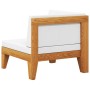 Sofá de esquina seccional y cojines blanco crema madera acacia