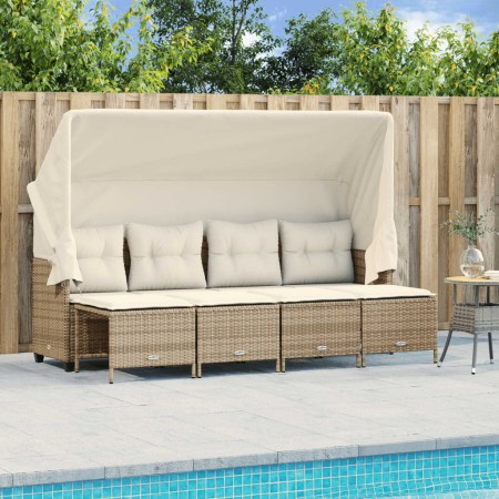 Garden sofa set with cushions 5 pieces beige synthetic rattan by vidaXL, Garden sets - Ref: Foro24-3261543, Price: 366,85 €, ...