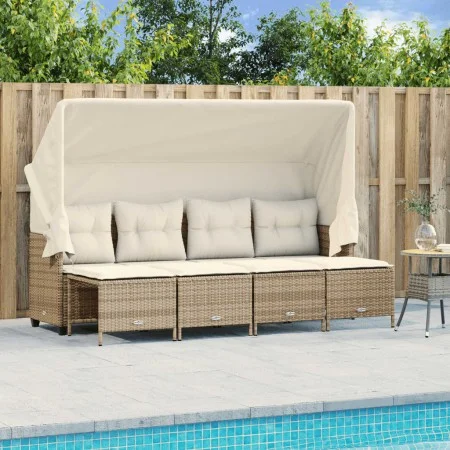 Garden sofa set with cushions 5 pieces beige synthetic rattan by vidaXL, Garden sets - Ref: Foro24-3261543, Price: 380,73 €, ...