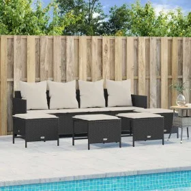 5-teiliges Gartenmöbel-Set und schwarze synthetische Rattankissen von vidaXL, Gartensets - Ref: Foro24-3261557, Preis: 353,65...