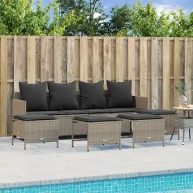 Garden sofa and cushion set 5 pieces light gray synthetic rattan by vidaXL, Garden sets - Ref: Foro24-3261562, Price: 364,16 ...