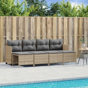 Garden sofa set with cushions 5 pieces beige synthetic rattan by vidaXL, Garden sets - Ref: Foro24-3261536, Price: 338,16 €, ...