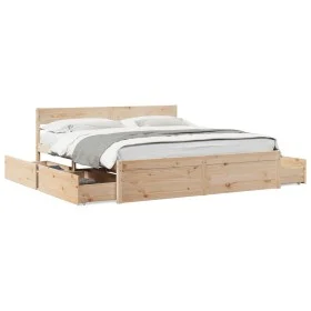 Solid pine wood bed frame with drawers 180x200 cm by vidaXL, Beds and slatted bases - Ref: Foro24-3282339, Price: 298,25 €, D...